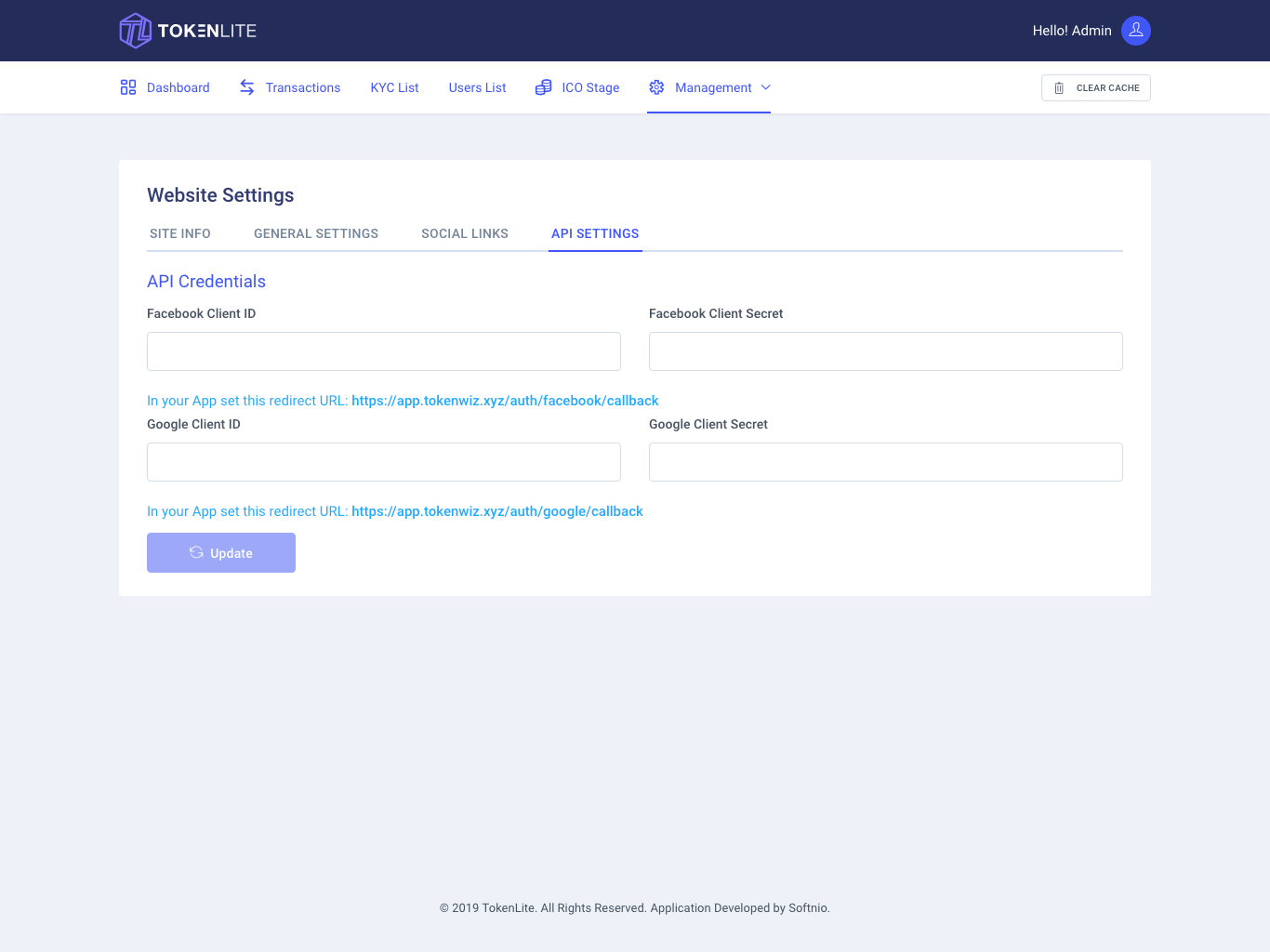 Website setting Website setting