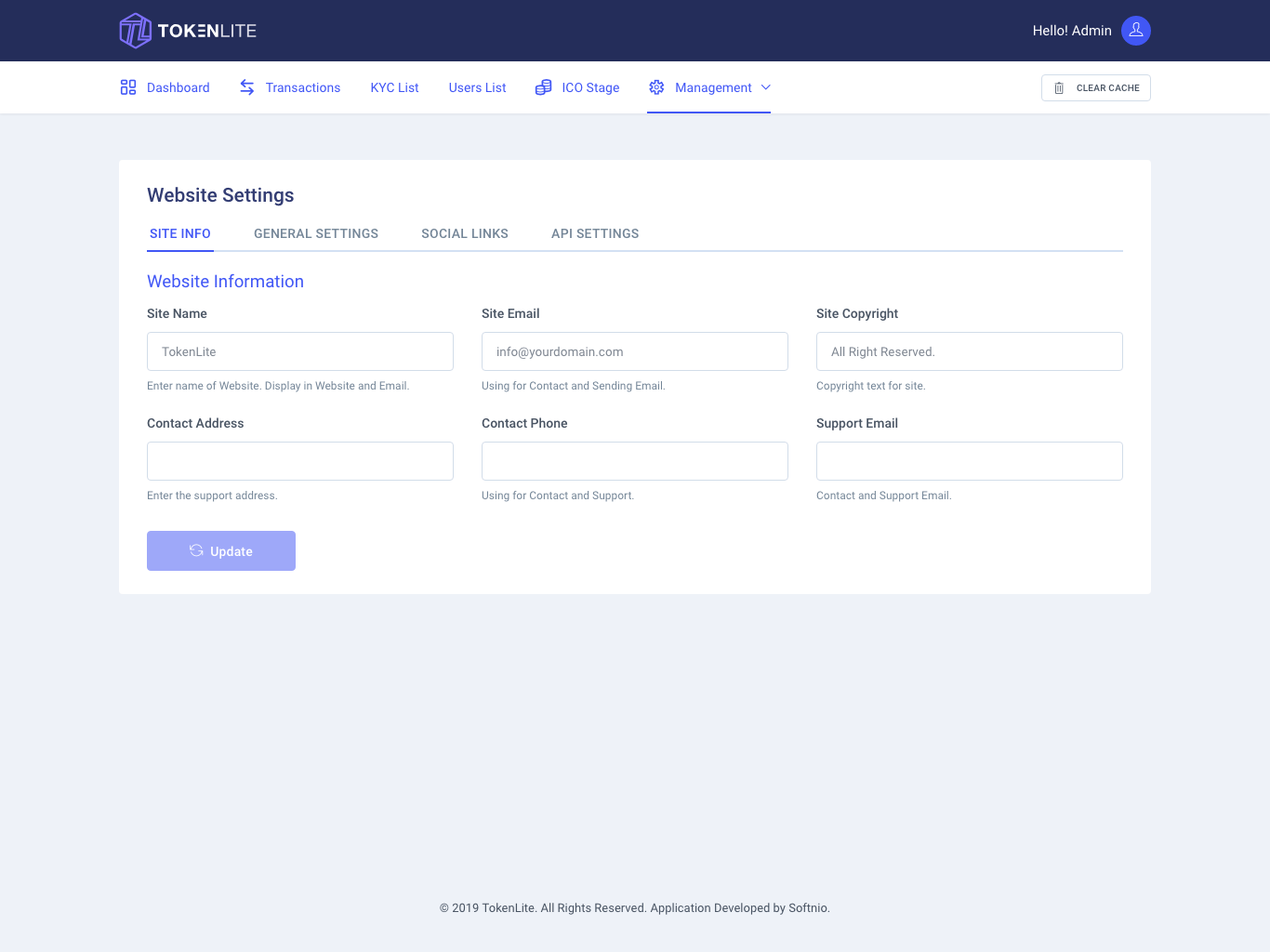 Website setting Website setting